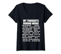 Women's Thoughts During Work for Office Job Co-Workers Colleague V-Neck T-Shirt