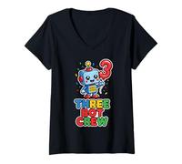 Womens Three Bot Crew 3rd Birthday Robot V-Neck T-Shirt
