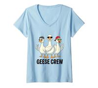 Women's Three Cool Geese Crew Funny Goose Design V-Neck T-Shirt