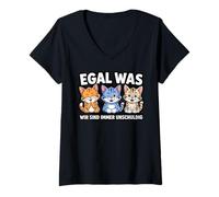 Womens Three cute Cats - EGAL WAS WIR SIND IMMER UNSCHULDIG 1 V-Neck T-Shirt