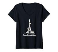 Womens Three French Hens Shirt Twelve Days of Christmas Cute V-Neck T-Shirt