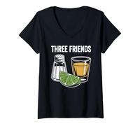 Women's Three Friends Funny Tequila Lime Salt, Cinco de Mayo Fiesta V-Neck T-Shirt