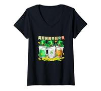 Women's Three Glasses of Beer St. Patrick's Day Irish Drinker Parade V-Neck T-Shirt