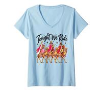 Women's Three Kings Tonight We Ride 3 Wisemen Nativity Christmas V-Neck T-Shirt