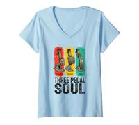 Women's Three Pedal Soul Manual Transmission Stick Shift V-Neck T-Shirt