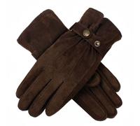 Women's Three-Point Fleece-Lined Suede Gloves - MOCCA / L