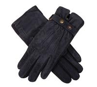 Women's Three-Point Fleece-Lined Suede Gloves - NAVY / S