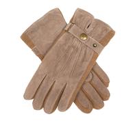 Women's Three-Point Fleece-Lined Suede Gloves - OATMEAL / M