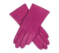 Women's Three-Point Lined Leather Gloves - HOT PINK / 8