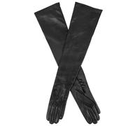 Women's Three-Point Long Opera Leather Gloves - BLACK / 6.5