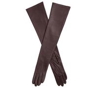 Women's Three-Point Long Opera Leather Gloves with Buttons - MOCCA / 6.5