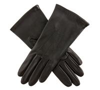 Women's Three-Point Silk-Lined Leather Gloves - BLACK / 7