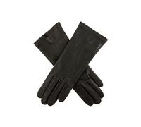Women's Three-Point Silk-Lined Leather Gloves - Black / 7