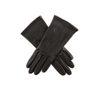 Women's Three-Point Silk-Lined Leather Gloves - BLACK / 8.5