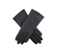 Women's Three-Point Silk-Lined Leather Gloves - NAVY / 6.5