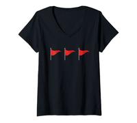 Womens Three Red Flags V-Neck T-Shirt