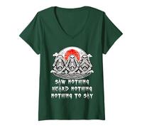 Women's Three Skeleton Monkeys | 3 Wise Monkey Streetwear Design V-Neck T-Shirt