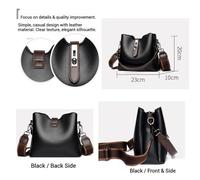 Women's Three Straps Bucket Bag,Trendy Bucket Crossbody Bag,Large capacity Shoulder bag,Multi Pocket Tote Bag with Adjustable Strap (Black)