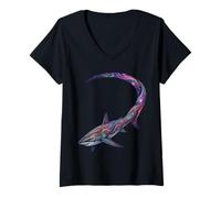 Women's Thresher Shark Long Tail Deep Sea Hunter V-Neck T-Shirt