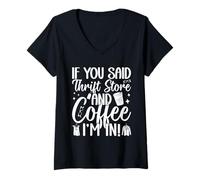 Women's Thrift Shop Thrift Store & Coffee I´m in Love Thrifting V-Neck T-Shirt