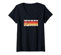 Womens Thrifted And Gifted Limited Edition Retro 70s Camp Style V-Neck T-Shirt