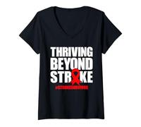 Women's Thriving Beyond Stroke Survivor Stroke Recovery V-Neck T-Shirt