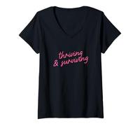 Women's Thriving & Surviving Positive Affirmation Script V-Neck T-Shirt