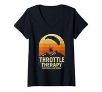 Womens Throttle Therapy Quiet Skies Loud Smiles V-Neck T-Shirt