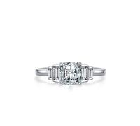 Womens Thumb Ring, Simple Engagement Rings Elegant Geometric Design with 1.5ct Square Moissanite 18K White Gold Size J 1/2
