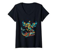 Womens Thunderbird and Whale Pacific Northwest Coast Legend V-Neck T-Shirt