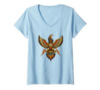 Women's Thunderbird Eagle Folk Art Native Spirit Bird V-Neck T-Shirt