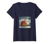 Womens Thursday's Temp 350°F - Funny Thanksgiving Turkey Graphic V-Neck T-Shirt