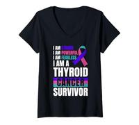 Women's Thyroid Cancer Warrior Thyroid Removal V-Neck T-Shirt