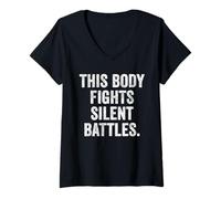 Womens Thyroid Invisible War Autoimmune Awareness Thyroid Warrior V-Neck T-Shirt