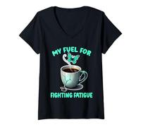 Womens Thyroid Warrior Fuel Vintage Tee My Fuel for Fighting Coffee V-Neck T-Shirt