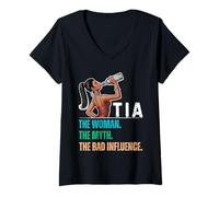 Women's Tia The Woman The Myth The Bad Influence V-Neck T-Shirt