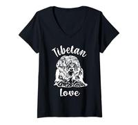 Women's Tibetan Love Cute Tibetan Terrier V-Neck T-Shirt