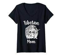 Women's Tibetan Mom Cute Tibetan Terrier V-Neck T-Shirt