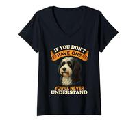Womens Tibetan Terrier If You Don’t Have One Vintage Dog Owner V-Neck T-Shirt
