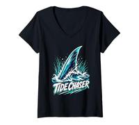 Women's Tide Chaser Shark Fin Wave V-Neck T-Shirt