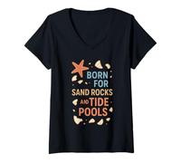 Womens Tide Pool Life Sea Star & Anemone Ocean Nature Gift V-Neck T-Shirt