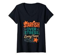Womens Tide Pool Life Sea Star & Anemone Ocean Nature Gift V-Neck T-Shirt