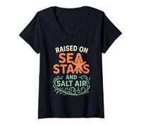 Women's Tide Pool Life Sea Star & Anemone Ocean Nature Gift V-Neck T-Shirt