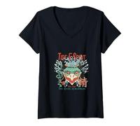 Womens Tide & Spirit Yokai Ocean Mask Design V-Neck T-Shirt