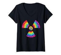 Womens Tie Dye Radiation Symbol Radiology Rad Technician V-Neck T-Shirt