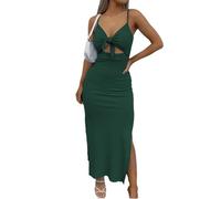 Women's Tie Knot Cut Out Side Split Hem Sleeveless Knit Bodycon Maxi Dress(7#,M)
