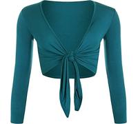 Womens Tie Knot Shrug Short Ladies Crop Cardigan Wrap Bolero Top Plus Size 8-22