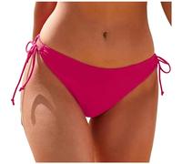 Women's Tie Side Bikini Bottoms Mid Rise String Bathing Suits Bottom Women's Tie Side Solid Bikini Bottom String Sexy Brazilian Bathing Suits Bottoms Hot Pink