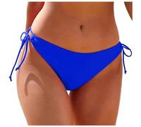 Women's Tie Side Bikini Bottoms Mid Rise String Bathing Suits Bottom Women's Tie Side Solid Bikinis String Sexy Brazilian Bathing Suits Bottoms Triangle Bikini Bottom Adjustable Swimwear Briefs Blue