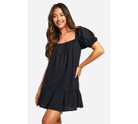 Womens Tiered Smock Dress - Black - 8, Black